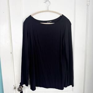 Eileen Fisher System Classic Black Long Sleeve Shirt Top Layering Lagenlook M